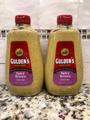 Gulden's Spicy Brown Mustard TWO 24 oz Squeeze Bottles Zesty pretzel topping