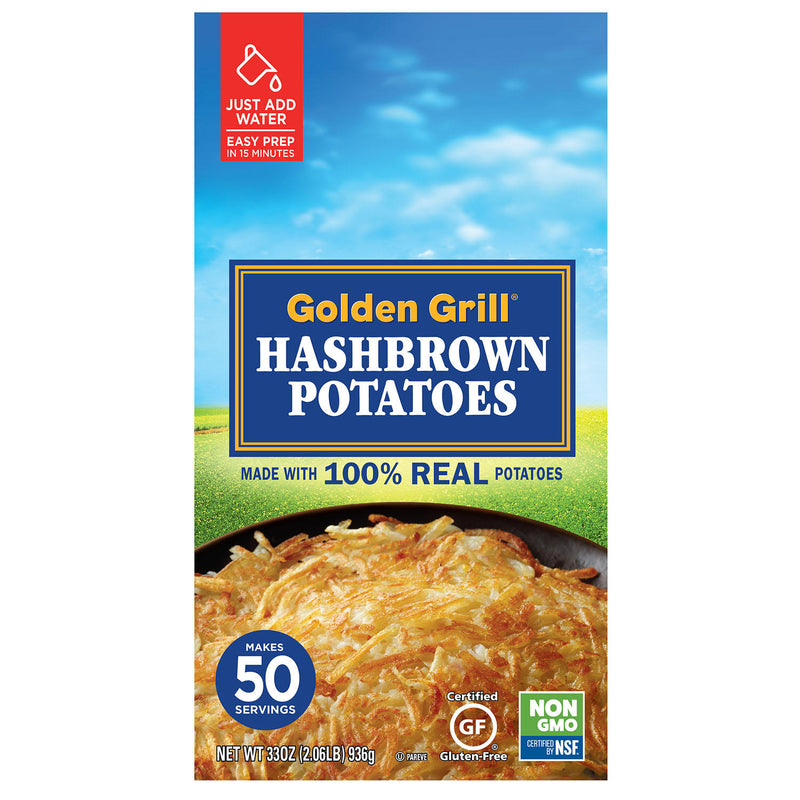 Golden Grill Hashbrown Potatoes 33 oz dehydrated fully cooked Taters breakfast