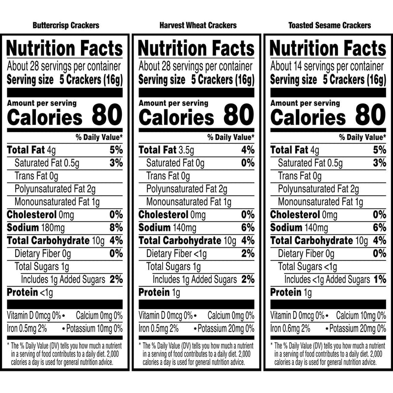 Keebler Toasteds Crackers Variety Pack 8oz 5 packs Buttercrisp Harvest Wheat Sesame