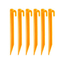 Hook Style Tent Pegs 9" ABS Plastic Set of 6 Camping Stakes