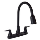 Kitchen Faucet Matte Black 8" Deck Mount Pull Down Spout Lever Handles RV Camper