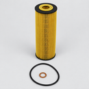 Single oil filter kit with sealing ring and washer on light gray background