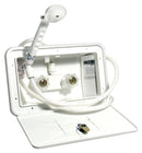 Exterior Shower Box with Hand-Held Shower 59" Hose Lockable Door White RV Camper