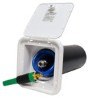 Exterior Spray Port Self-Storing Wash Station 15' Coiled Hose White RV Camper