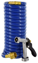 Exterior Spray Port 15' Coiled Quick Connect Hose Blue RV Camper