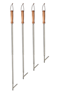 Extendable Fire Poker 17" to 30" Chrome Steel Wooden Handle Campfire