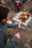 Extendable Fire Poker 17" to 30" Chrome Steel Wooden Handle Campfire
