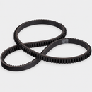 One black cogged V-belt arranged in three connected loops