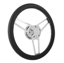 14-3/4" Polished Billet Classic Steering Wheel Leather Chevy Logo w/ Install Kit