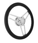 14-3/4" Polished Billet Classic Steering Wheel Leather Ford Logo w/ Install Kit