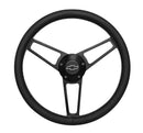 14-3/4" Billet Aluminum Classic Steering Wheel Leather Chevy Logo 3-Spoke 1906-2