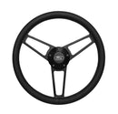 14-3/4" Billet Aluminum Classic Steering Wheel Leather Ford Logo w/ Install Kit