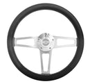 14" Polished Billet Classic Steering Wheel Leather Chevy Logo 3-Spoke 1911-2