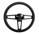 14" Black Billet Classic Steering Wheel Leather Chevy Logo w/ Install Kit 1916-2