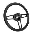 14" Black Billet Classic Steering Wheel Leather Chevy Logo w/ Install Kit 1916-1