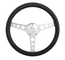 14" Polished Billet Classic Steering Wheel Leather Chevy Logo 3-Spoke 1921