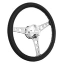 14" Polished Billet Classic Steering Wheel Leather Grip Jeep Logo w/ Install Kit