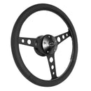 14" Black Billet Classic Steering Wheel Leather Chevy Logo w/ Install Kit 1926-2