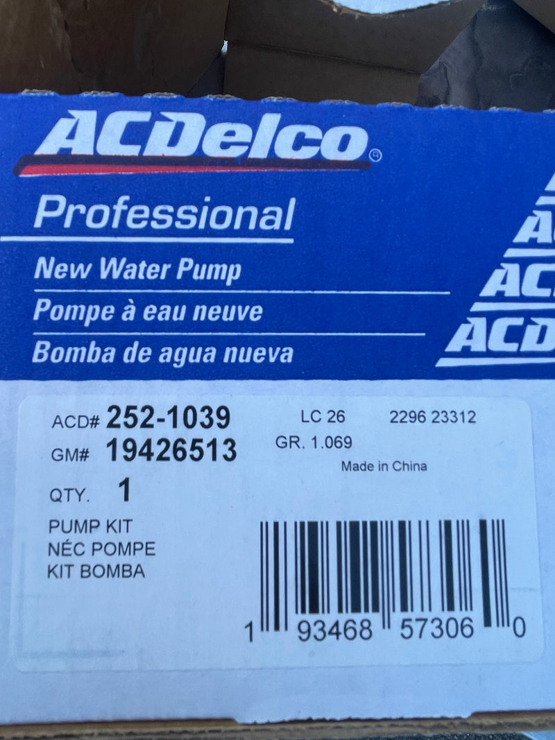 AC DELCO GM Water Pump Assembly Chevy Silverado GMC Sierra Duramax 17-21