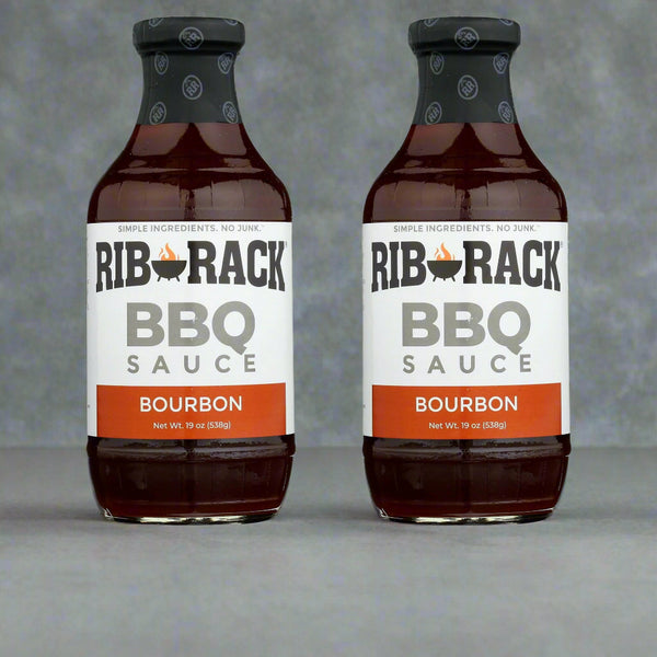 2 BOTTLES Rib Rack Southern Bourbon BBQ Sauce 19 oz Barbecue Pork Beef