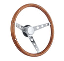 15" Chrome Classic Steering Wheel Walnut Wood Grip 3-Spoke
