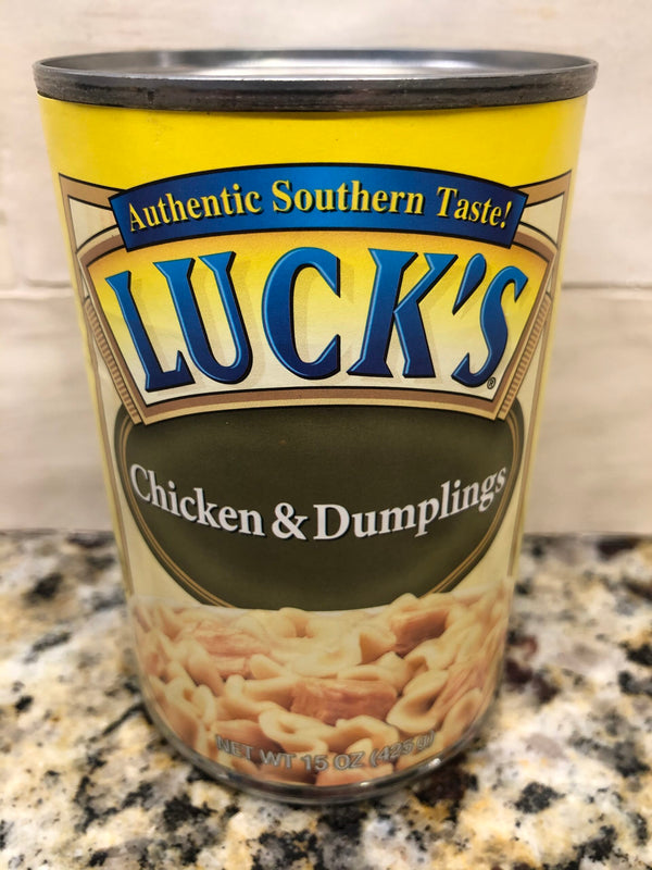 Luck's Chicken and Dumplings 15 oz Can Pastry Biscuit heat & eat Lucks