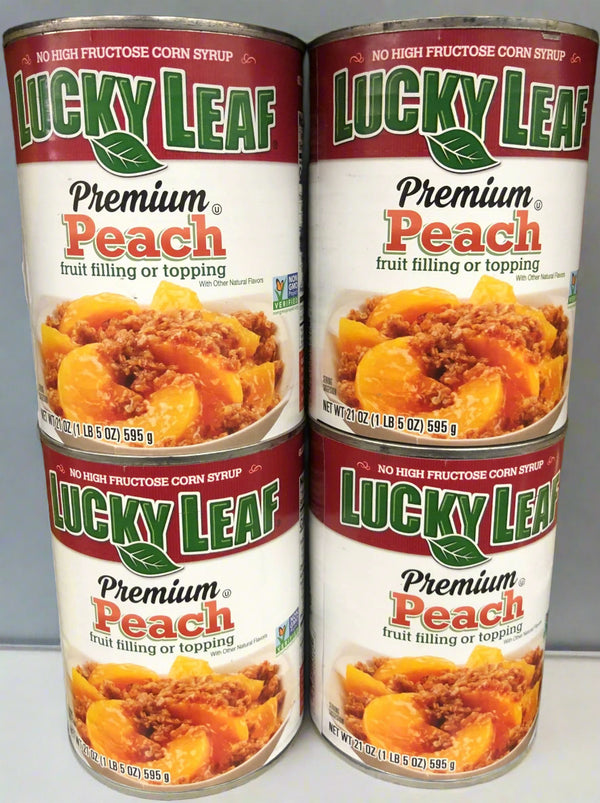 4 CANS Lucky Leaf Premium Peach Fruit Filling & Topping 21 oz Can Pie Pastry