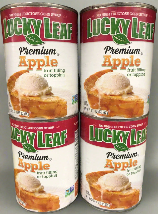 4 CANS Lucky Leaf Premium Apple Fruit Filling & Topping 21 oz Can Pie Pastry
