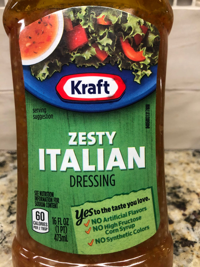 3 BOTTLES Kraft Zesty Italian Salad Dressing 16 oz Tangy Pasta
