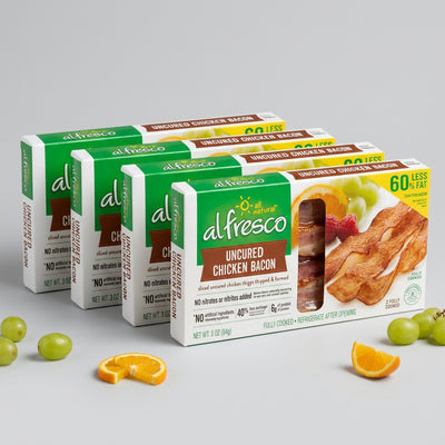 4 Packs of Al Fresco Original Uncured Chicken Bacon, 3 oz