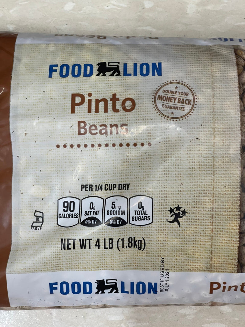 4 POUNDS BULK Food Lion Dried Pinto Beans Cleaned Protein
