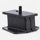 One black rubber and metal engine mount with top stud and lower mounting plate
