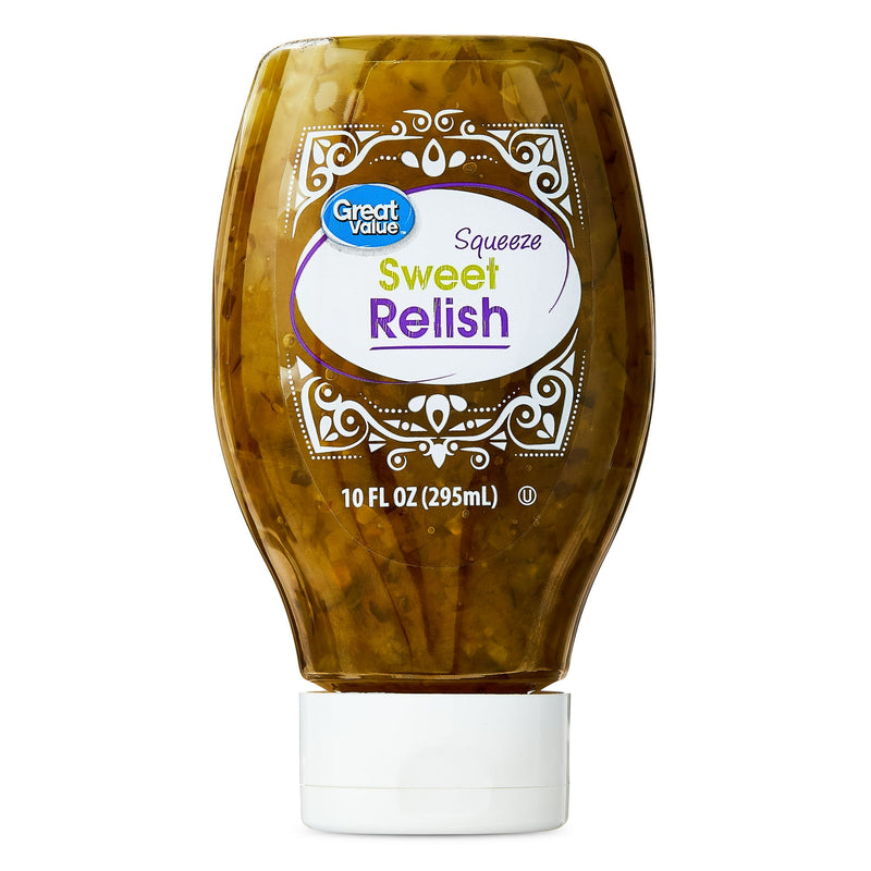 4 pack Great Value Squeeze Sweet Relish 10 oz Bottle Pickle Hot Dog Salad