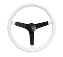 11-1/2" Black Classic Steering Wheel White Foam Grip 3-Spoke