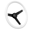 11-1/2" Black Classic Steering Wheel White Foam Grip 3-Spoke