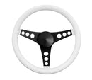 13-1/2" Black Classic Steering Wheel White Foam Grip 3-Spoke