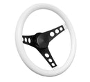 13-1/2" Black Classic Steering Wheel White Foam Grip 3-Spoke