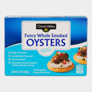 6 Cans Clover Valley Fancy Whole Smoked Oysters, 3.75 oz