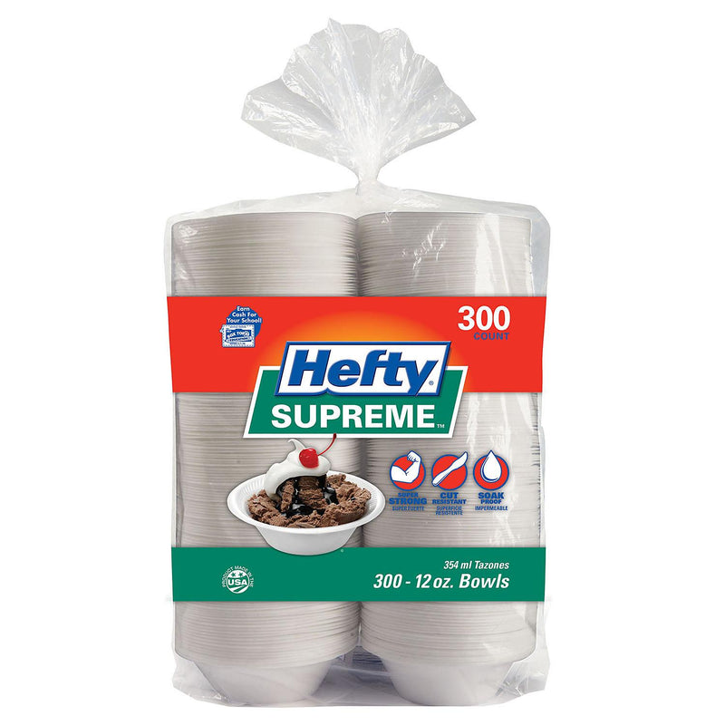 Hefty Supreme Foam Bowls Heavyweight 12 oz 300 count styrofoam lunch chili ice cream