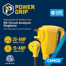 Camco PowerGrip Dogbone 12" 30A Male 15A Female Analyzer Surge Protect Camper RV