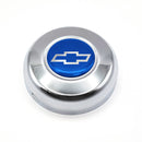 Chrome Horn Button Chevy Bowtie Blue/Silver Emblem Classic Steering Wheel