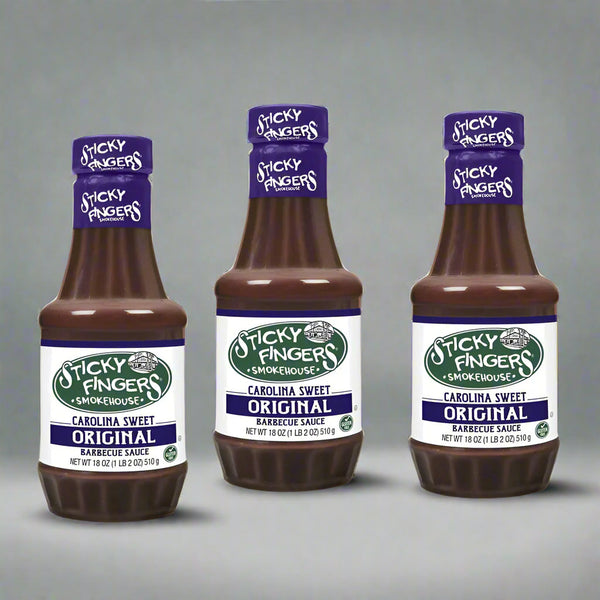 3 BOTTLES Sticky Fingers Smokehouse Carolina Sweet Original Barbecue Sauce 18 oz