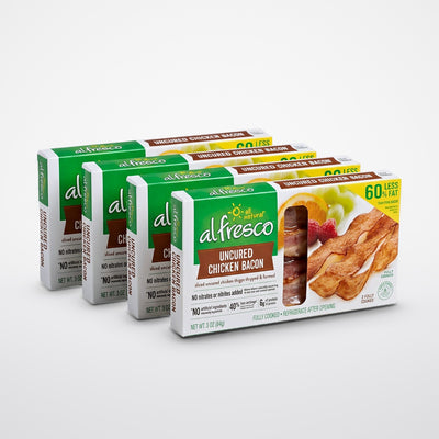 4 Packs of Al Fresco Original Uncured Chicken Bacon, 3 oz