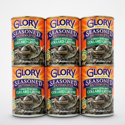 6 Cans Glory Seasoned Southern Style Smoked Turkey Flavored Collard Greens