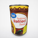 6 Cans of Great Value Traditional Refried Beans, 16 oz