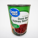 6 Cans of Great Value No Salt Added Dark Red Kidney Beans, 15.5 oz