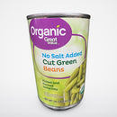 6 Cans of Great Value Organic No Salt Added Cut Green Beans, 14.5 oz