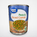 6 Cans of Great Value Green Peas & Diced Carrots, 8.5 oz