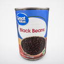 6 Cans of Great Value Black Beans, 15.5 oz