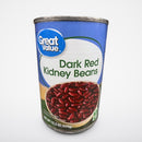 6 Cans of Great Value Dark Red Kidney Beans, 15.5 oz